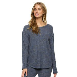 Felina Women's Sz L Victoria Soft Long Sleeve Crew Neck Top Blue Olive
